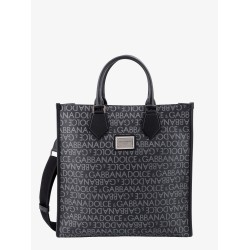 Coated canvas and leather handbag with all-over logo