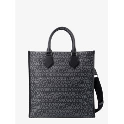 Coated canvas and leather handbag with all-over logo