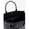 Coated canvas and leather handbag with all-over logo