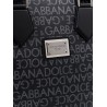 Coated canvas and leather handbag with all-over logo
