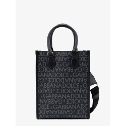 Coated canvas and leather handbag with all-over logo