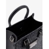 Coated canvas and leather handbag with all-over logo
