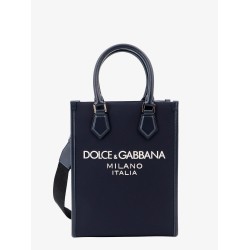 Nylon and leather handbag with embossed logo