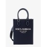 Nylon and leather handbag with embossed logo