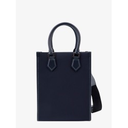 Nylon and leather handbag with embossed logo