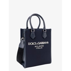 Nylon and leather handbag with embossed logo