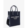 Nylon and leather handbag with embossed logo