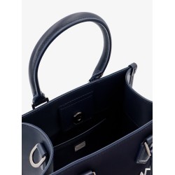 Nylon and leather handbag with embossed logo