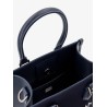 Nylon and leather handbag with embossed logo