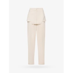 Viscose blend trouser with frontal panels with metal hooks