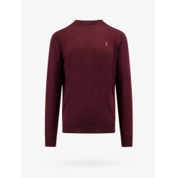 Wool slim fit sweater with logo embroidery