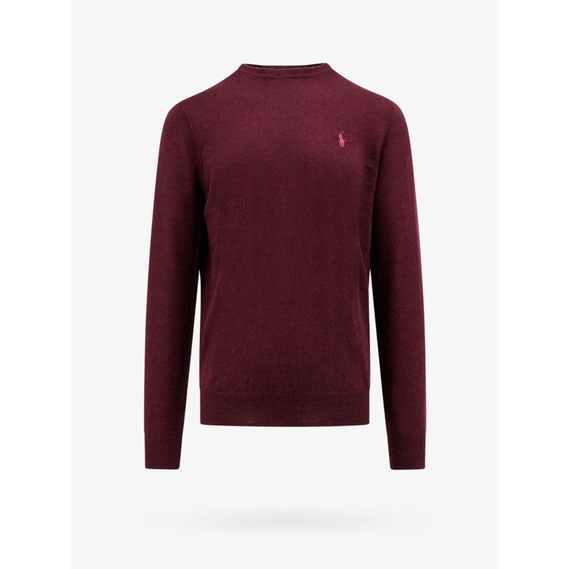 Wool slim fit sweater with logo embroidery