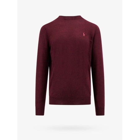 Wool slim fit sweater with logo embroidery