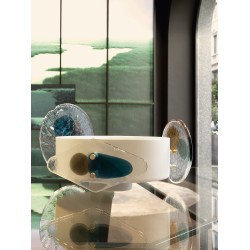 Colourdisc vase in brass with murano glass elements