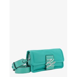 Recycled nylon shoulder bag with frontal monogram