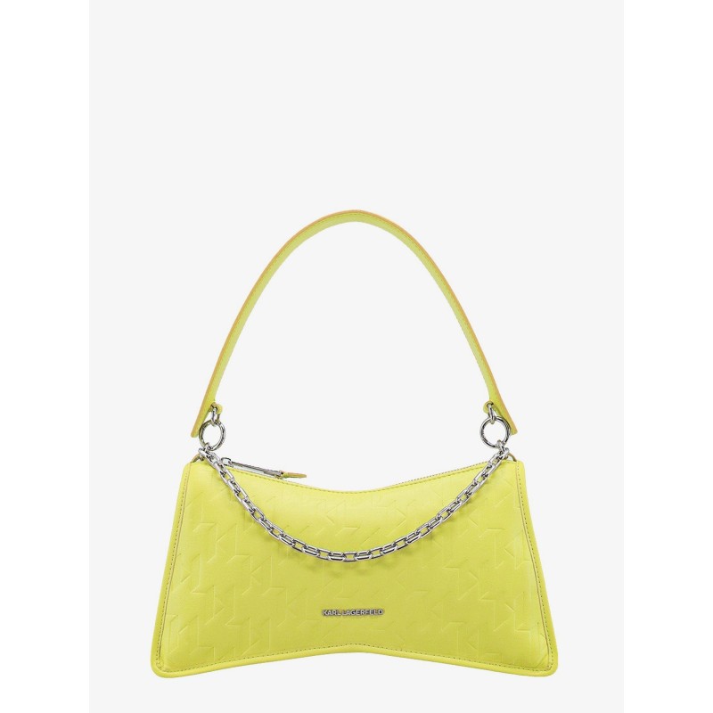 Recycled material shoulder bag with embossed logo print