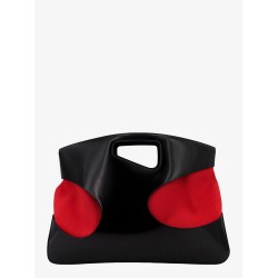 Leather and canvas handbag with cut-out details