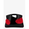 Leather and canvas handbag with cut-out details