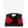 Leather and canvas handbag with cut-out details