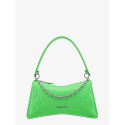 Recycled material shoulder bag with embossed logo print