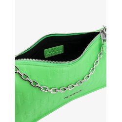 Recycled material shoulder bag with embossed logo print