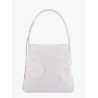 Shoulder bag in leather and canvas with cut-out details
