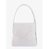 Shoulder bag in leather and canvas with cut-out details