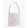 Shoulder bag in leather and canvas with cut-out details