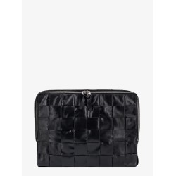 Leather clutch with intrecciato motif