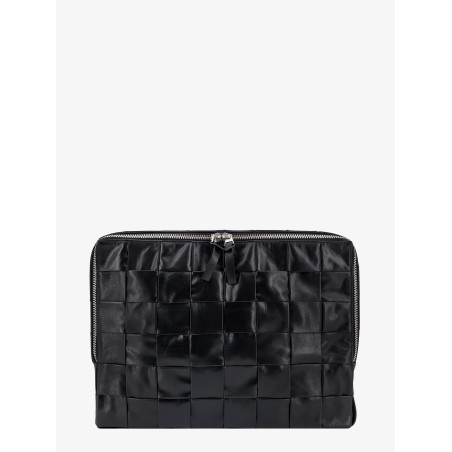 Leather clutch with intrecciato motif