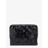 Leather clutch with intrecciato motif