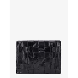 Leather clutch with intrecciato motif
