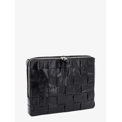 Leather clutch with intrecciato motif
