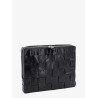 Leather clutch with intrecciato motif