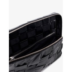 Leather clutch with intrecciato motif