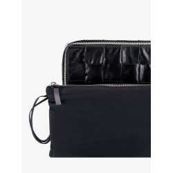 Leather clutch with intrecciato motif