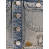 Denim vest with embroidered logo on the bottom