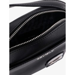 Leather shoulder bag with iconic karl patch