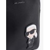 Leather shoulder bag with iconic karl patch