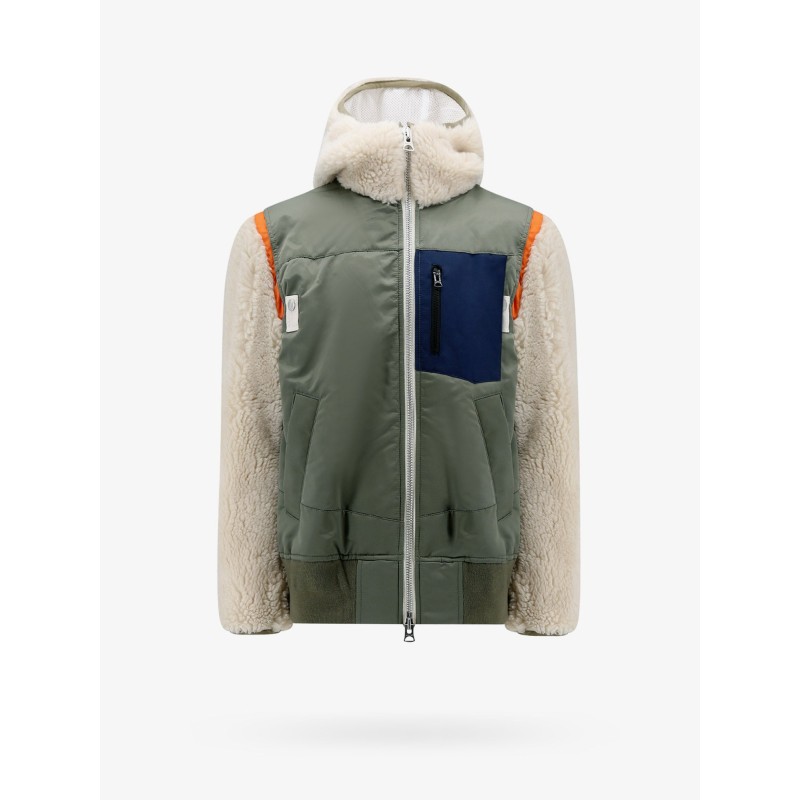Nylon jacket with eco shearling inserts