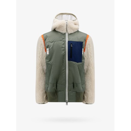 Nylon jacket with eco shearling inserts