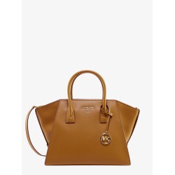 Leather handbag with frontal logo