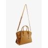 Leather handbag with frontal logo