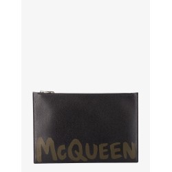 Leather clutch with mcqueen graffiti logo