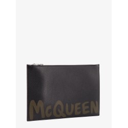 Leather clutch with mcqueen graffiti logo