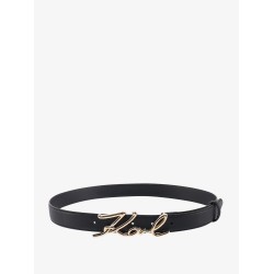 Leather belt with karl metal buckle
