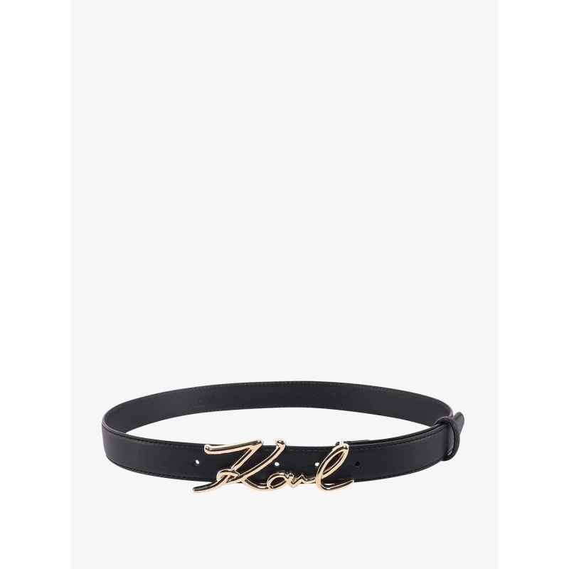 Leather belt with karl metal buckle