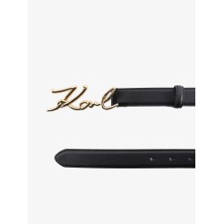 Leather belt with karl metal buckle