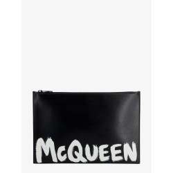 Leather clutch with mcqueen graffiti logo