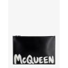 Leather clutch with mcqueen graffiti logo